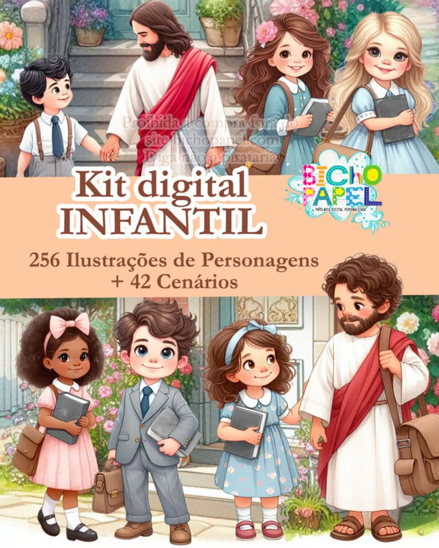 Kit Digital Jesu e as Crianças Infantil Testemunho de Jeová - Bicho Papel 1