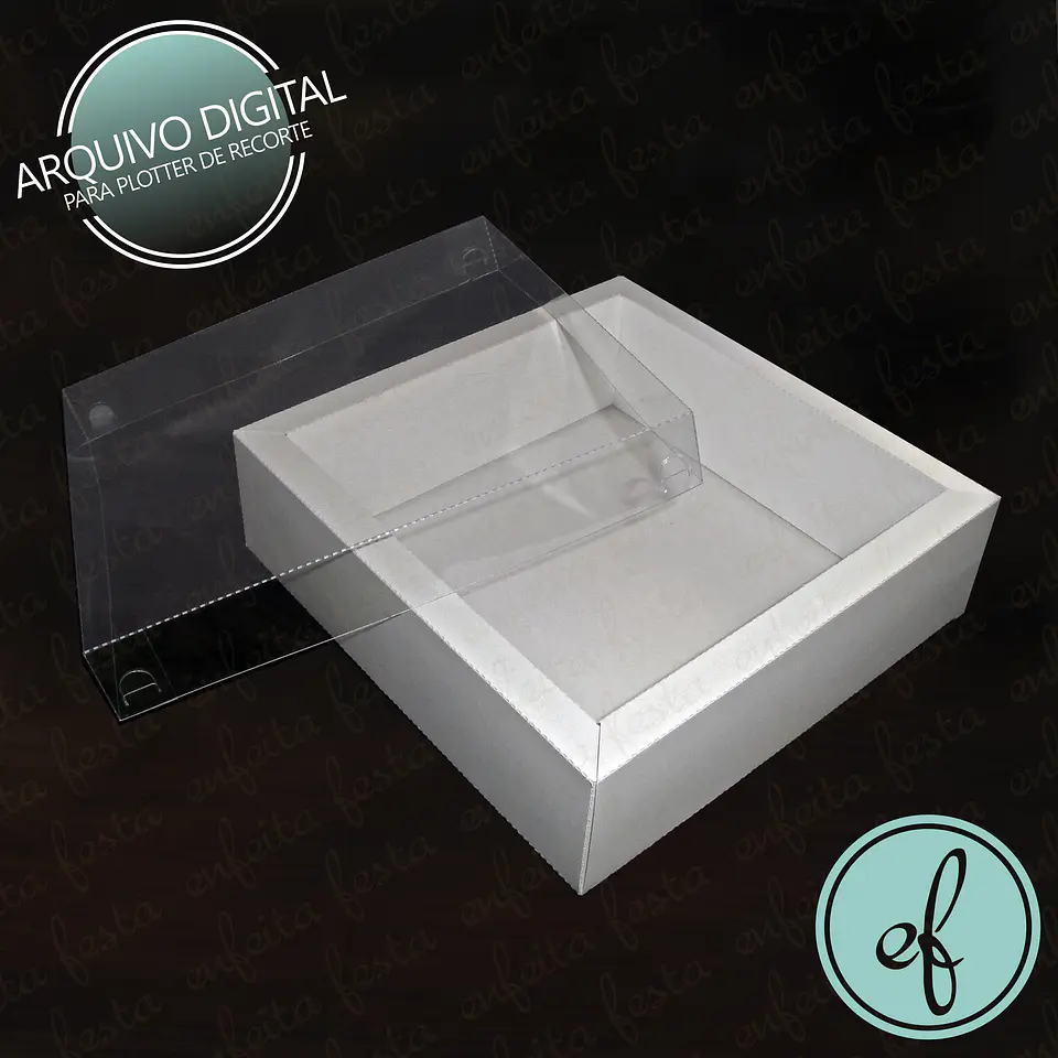 Arquivo de Corte Caixa Borda Dupla Tampa Acetato 12x12x4 - Enfeita Festa 1