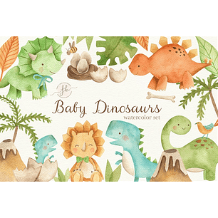 Kit Digital Dinossauros Baby Aquarela