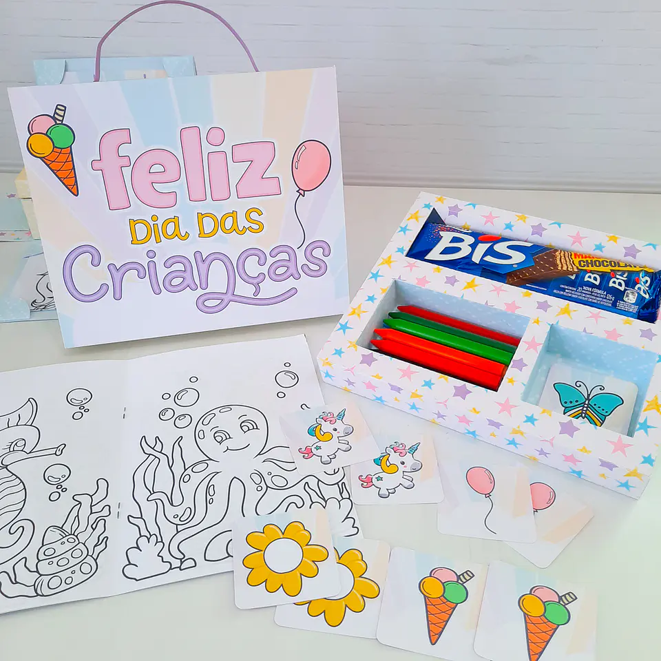 Arquivo de Corte Maleta Diversão Dia das Crianças Menina 1