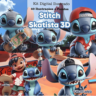 Kit Digital Stitch Skatista 3D - illustradeb