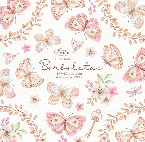 Arquivo Kit Digital Borboletas - Com amor aquarelas