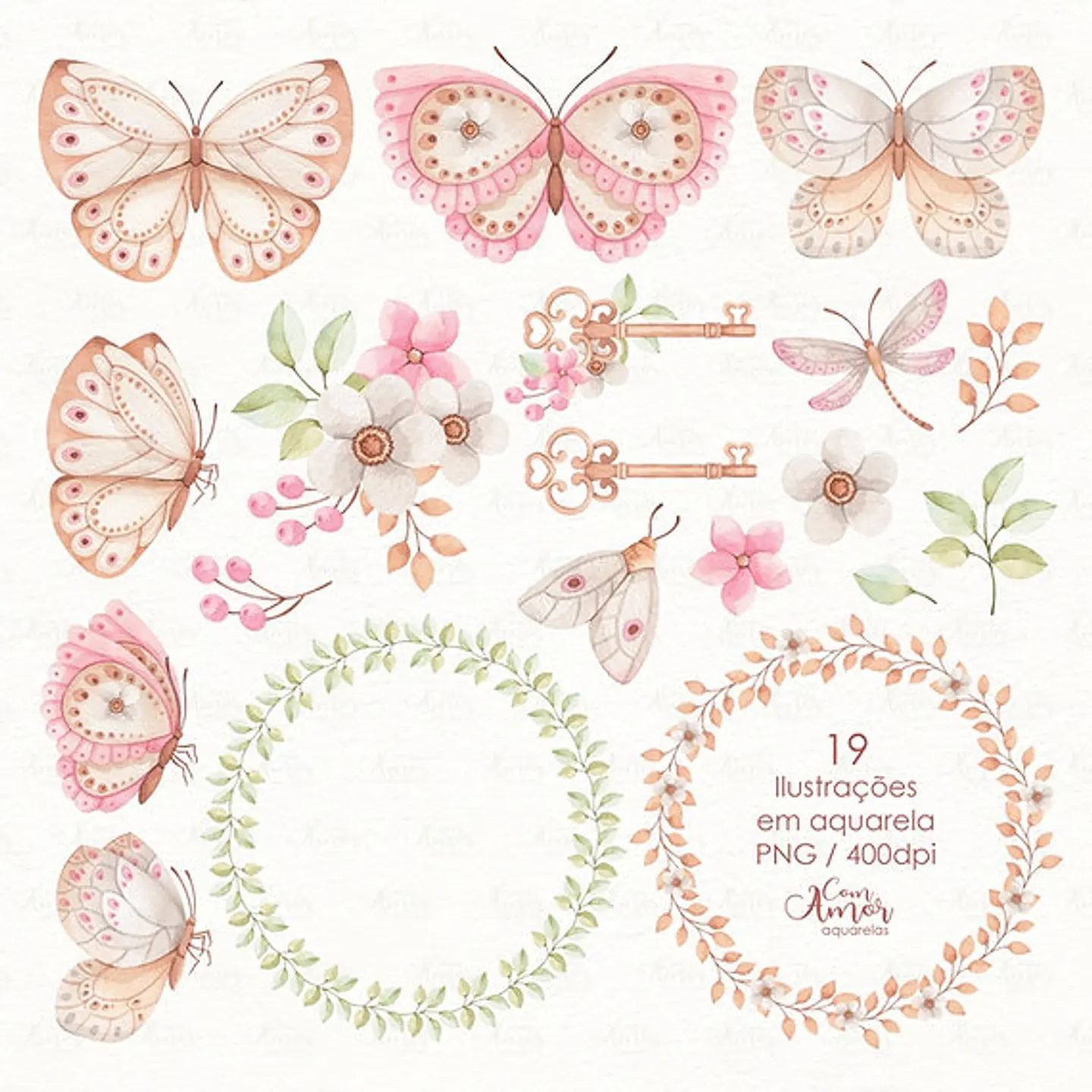 Arquivo Kit Digital Borboletas - Com amor aquarelas 3