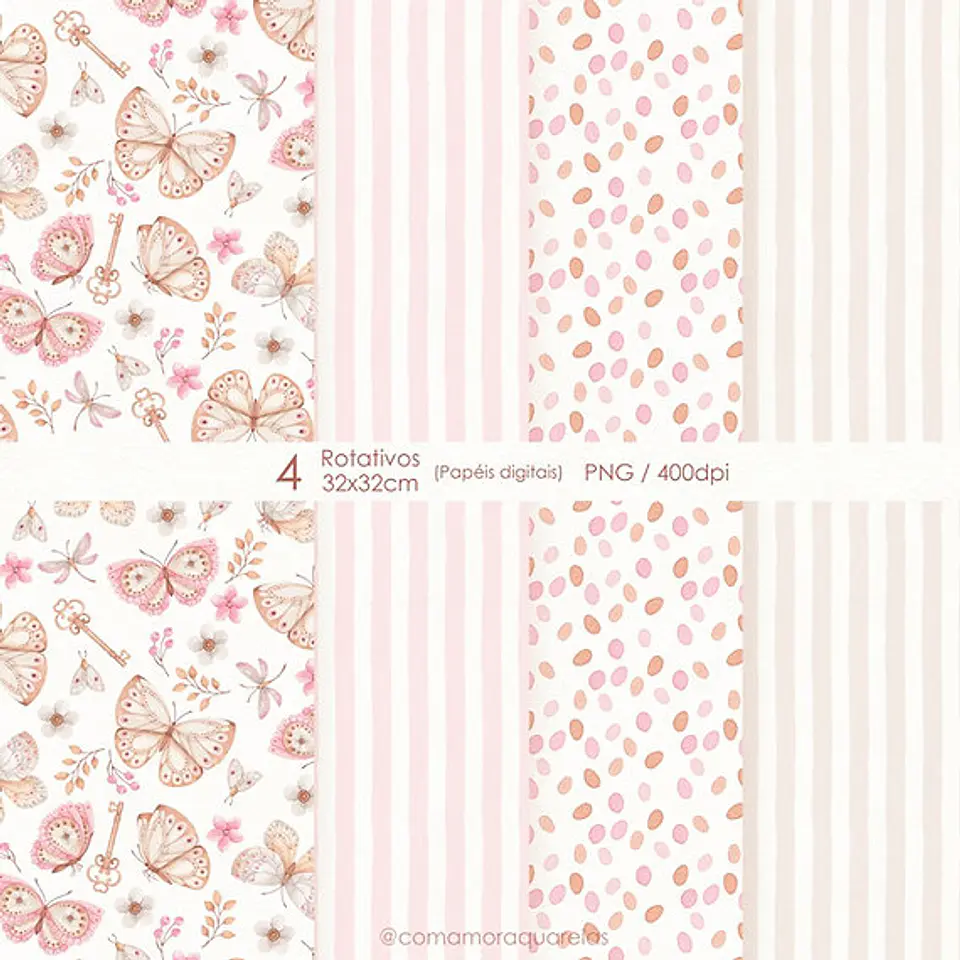 Arquivo Kit Digital Borboletas - Com amor aquarelas 4