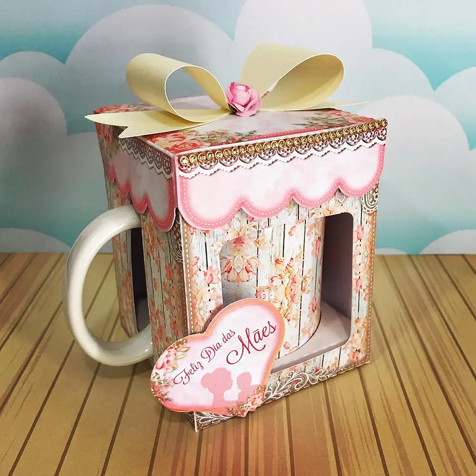 Arquivo de corte caixa para caneca dia das mães 1