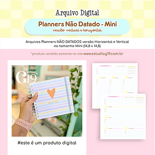 Arquivo Encadernação Planner Não Datado Mini - ESTUDIO G19