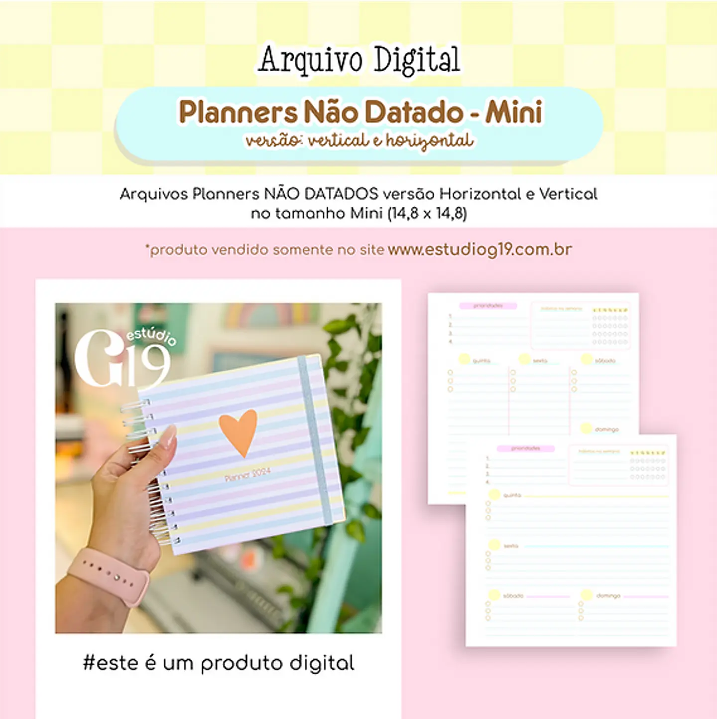 Arquivo Encadernação Planner Não Datado Mini - ESTUDIO G19 1