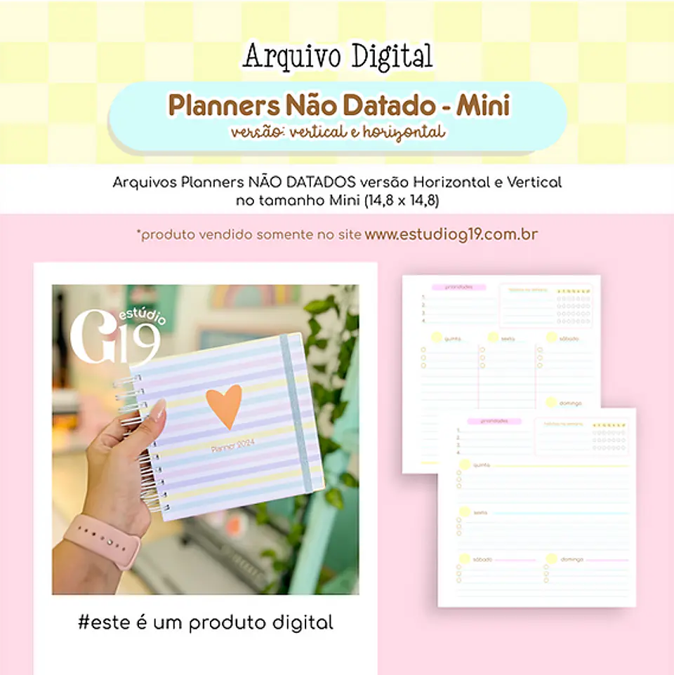 Arquivo Encadernação Planner Não Datado Mini - ESTUDIO G19 1