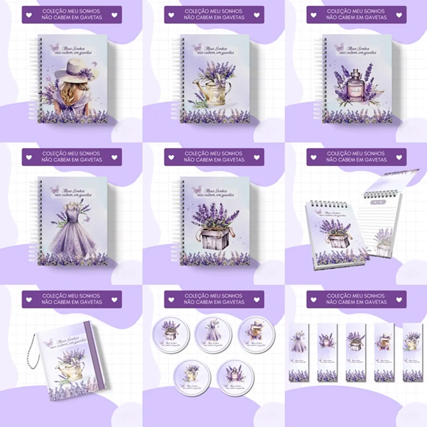 Arquivo Encadernação Coleção Meus Sonhos Não Cabem em Gavetas Lavanda - Luminous Paper 1