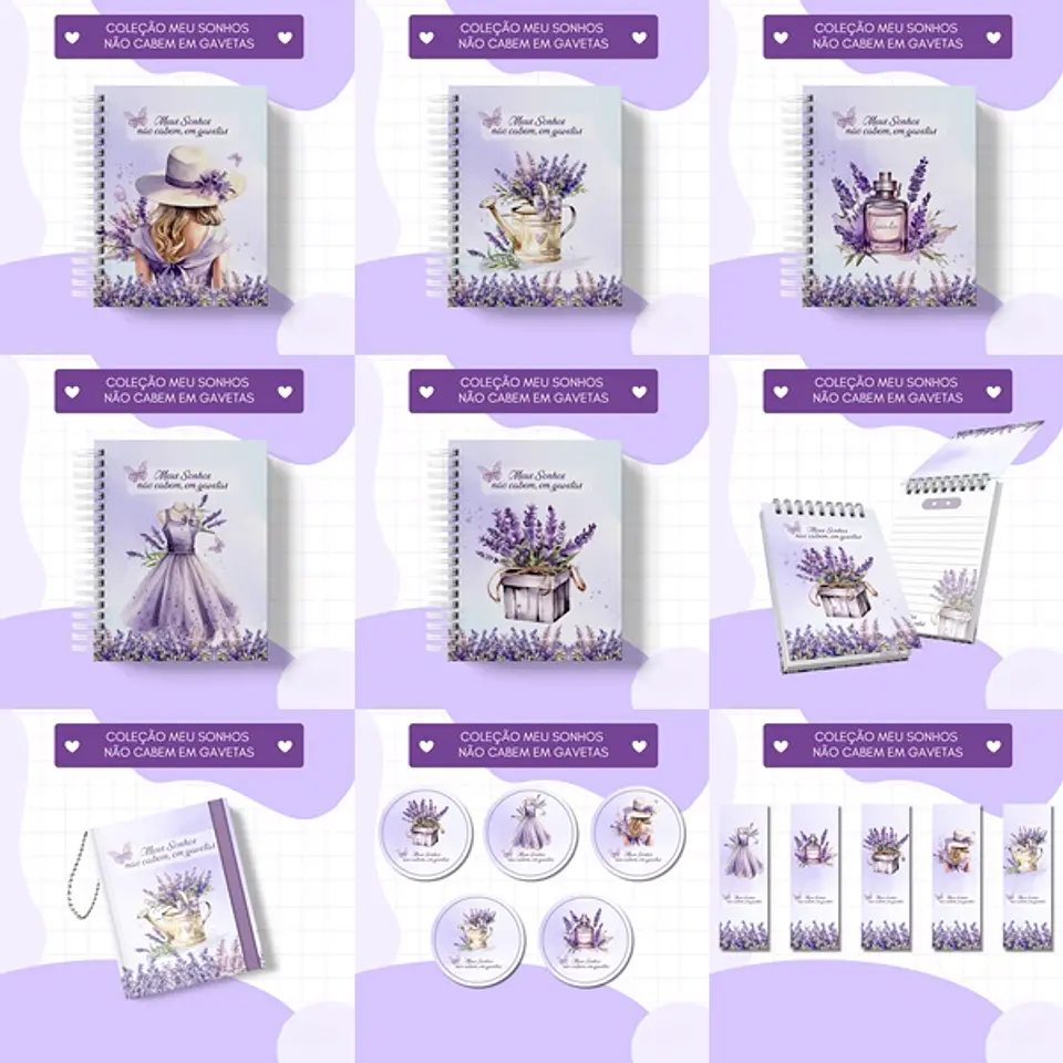 Arquivo Encadernação Coleção Meus Sonhos Não Cabem em Gavetas Lavanda - Luminous Paper 1