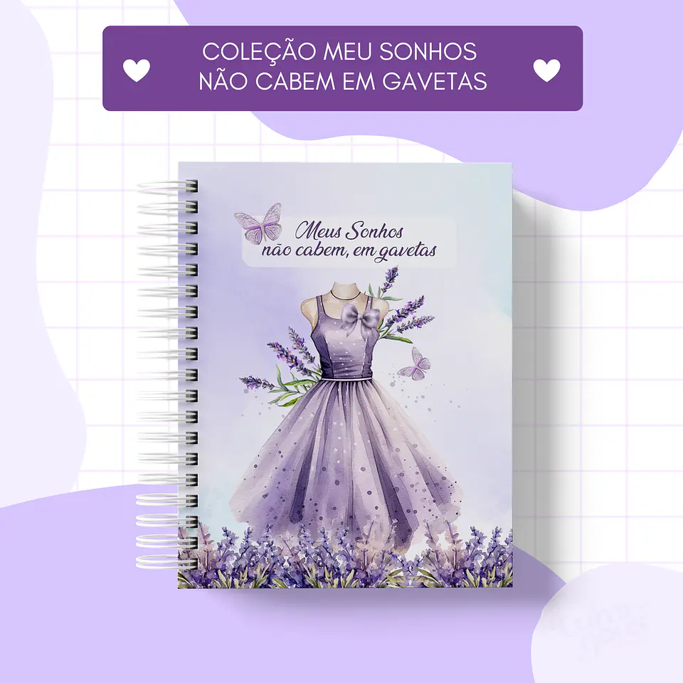 Arquivo Encadernação Coleção Meus Sonhos Não Cabem em Gavetas Lavanda - Luminous Paper 8