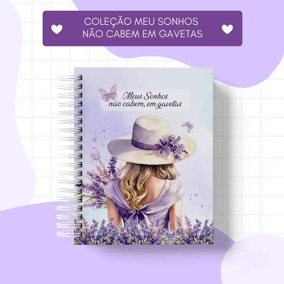 Arquivo Encadernação Coleção Meus Sonhos Não Cabem em Gavetas Lavanda - Luminous Paper 9