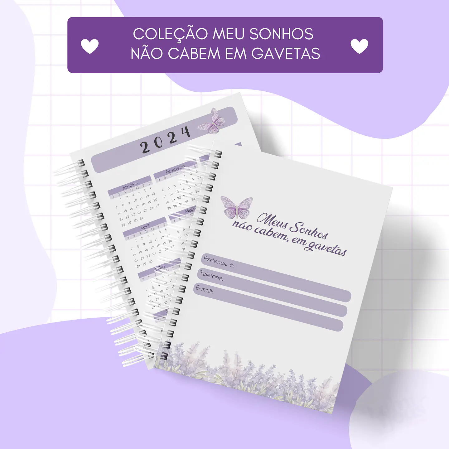 Arquivo Encadernação Coleção Meus Sonhos Não Cabem em Gavetas Lavanda - Luminous Paper 14