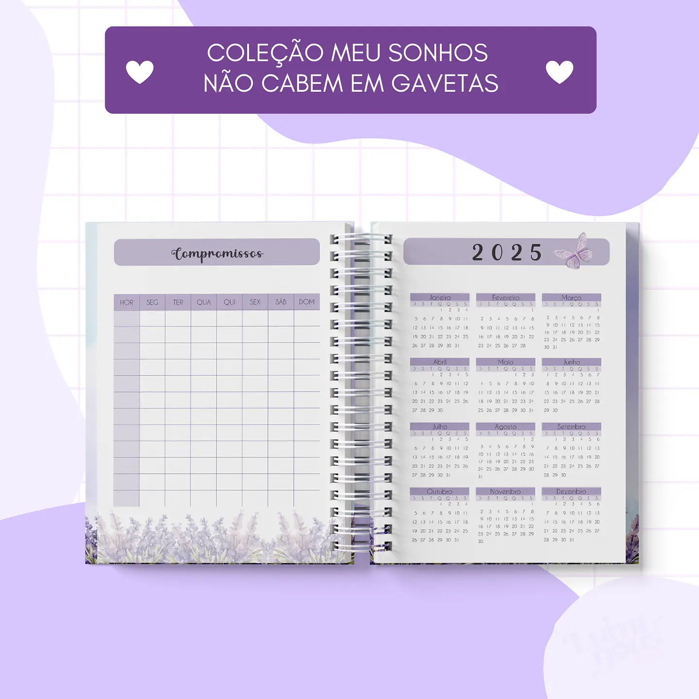 Arquivo Encadernação Coleção Meus Sonhos Não Cabem em Gavetas Lavanda - Luminous Paper 15