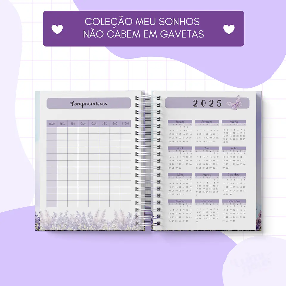 Arquivo Encadernação Coleção Meus Sonhos Não Cabem em Gavetas Lavanda - Luminous Paper 15