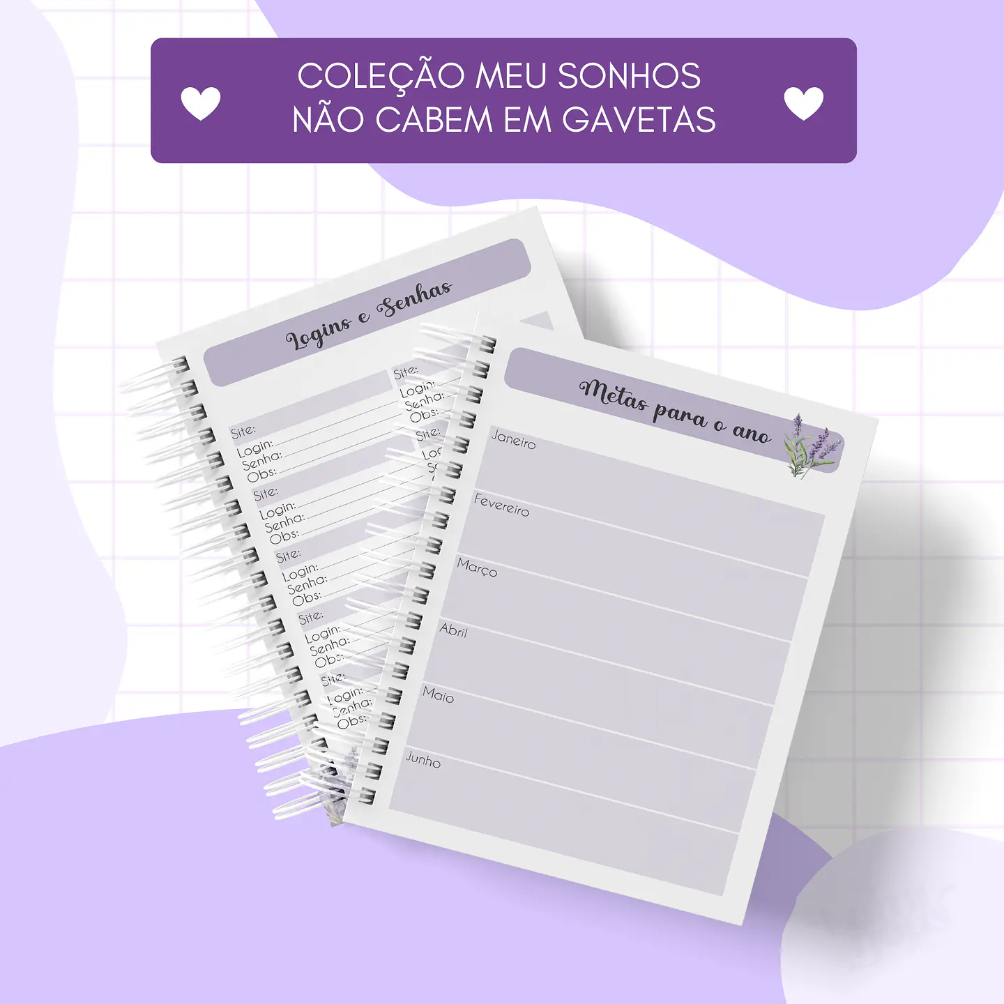 Arquivo Encadernação Coleção Meus Sonhos Não Cabem em Gavetas Lavanda - Luminous Paper 16