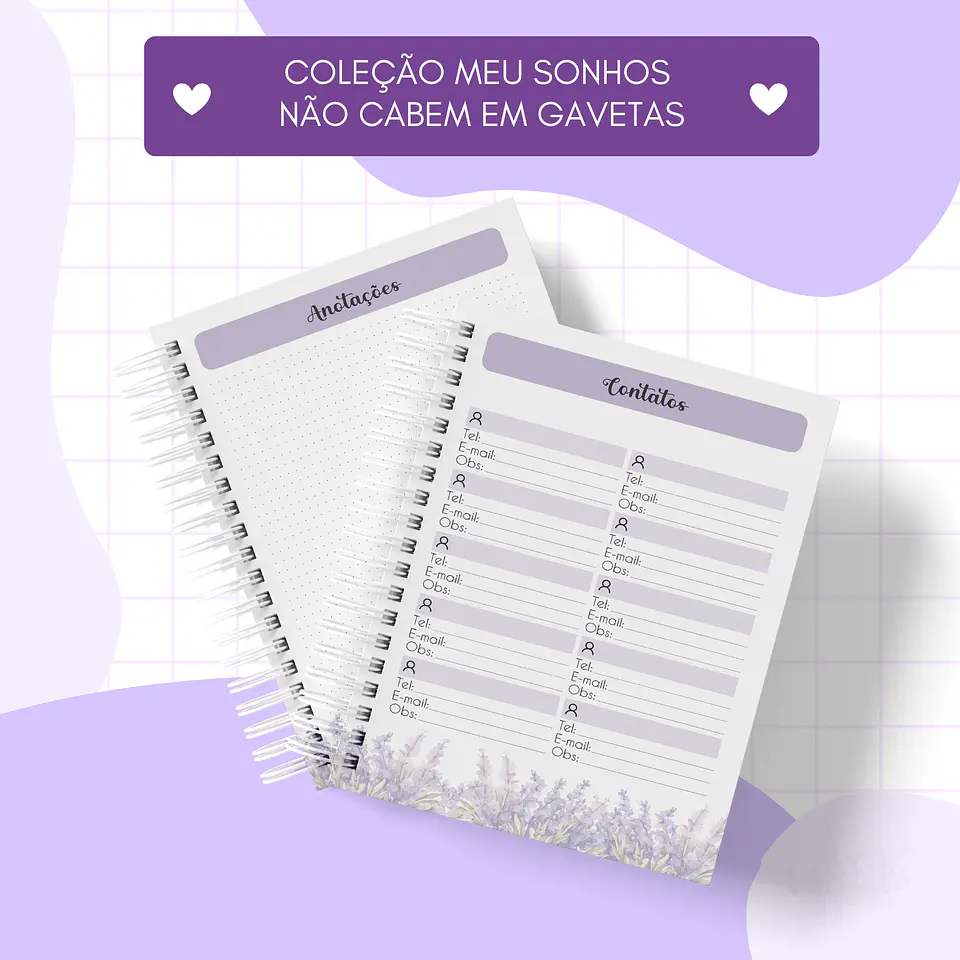 Arquivo Encadernação Coleção Meus Sonhos Não Cabem em Gavetas Lavanda - Luminous Paper 17