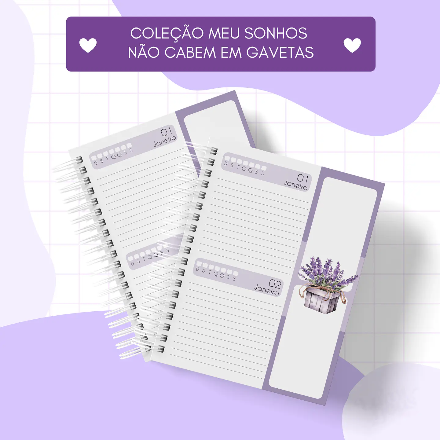 Arquivo Encadernação Coleção Meus Sonhos Não Cabem em Gavetas Lavanda - Luminous Paper 18
