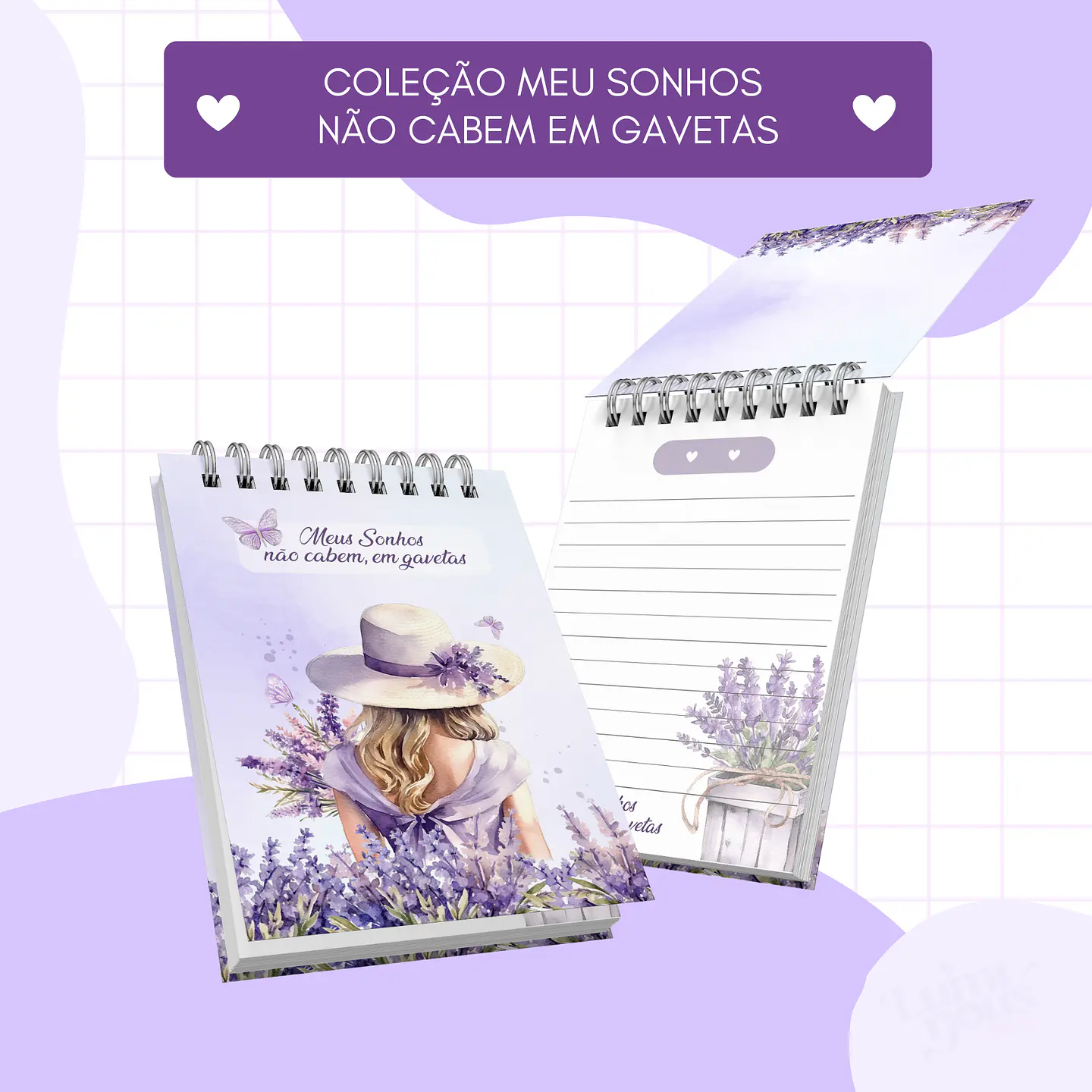 Arquivo Encadernação Coleção Meus Sonhos Não Cabem em Gavetas Lavanda - Luminous Paper 20