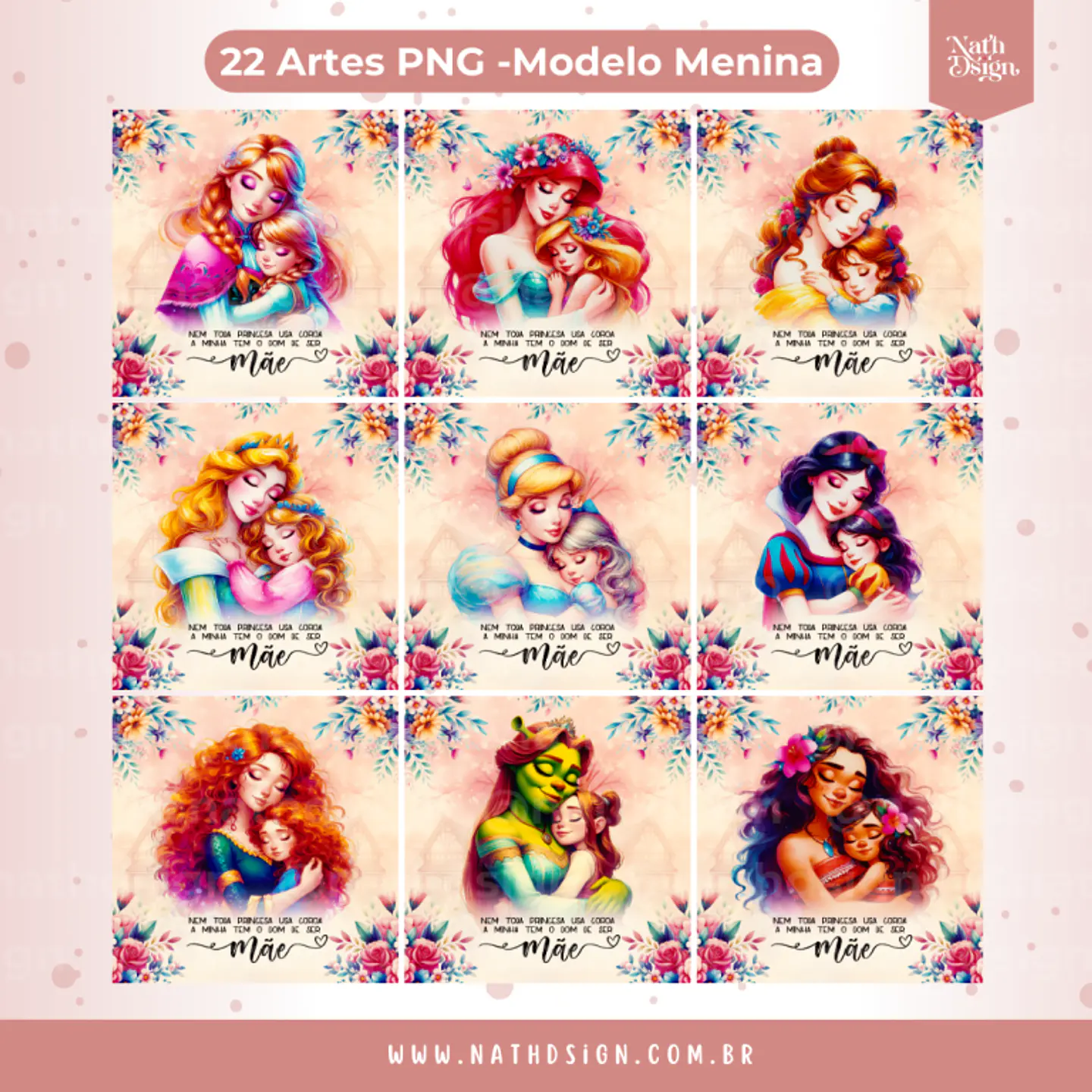 Arquivo Sublimação Almofada Dia das Mães Personagens 3