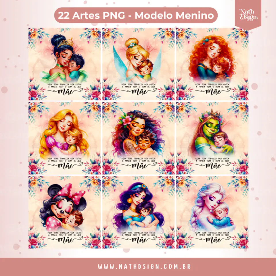 Arquivo Sublimação Almofada Dia das Mães Personagens 5