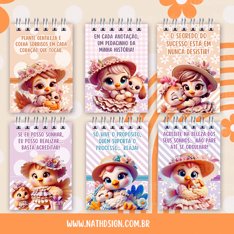 Arquivo Encadernação Capas Bloquinhos Dia das Mães Galinha e Pintinhos