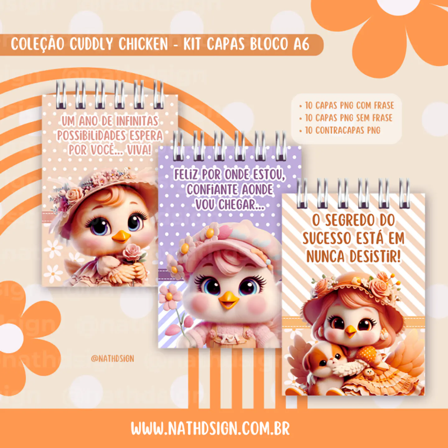 Arquivo Encadernação Capas Bloquinhos Dia das Mães Galinha e Pintinhos 2
