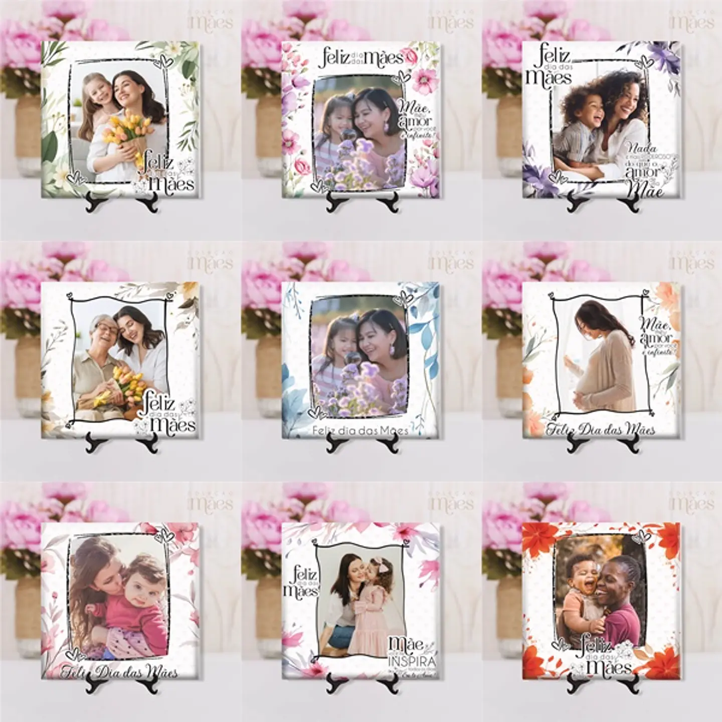 Arquivo Sublimação Azulejos Dia das Mães com Fotos - VINTAGE 1