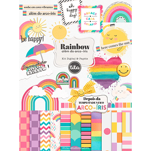 Kit Digital Combo de Papeis Coleção Rainbow - Tita