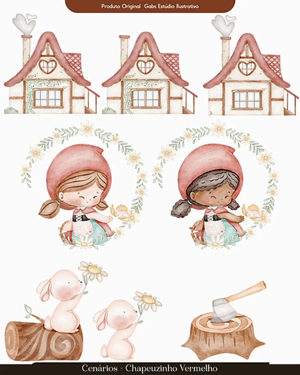Kit Digital Chapeuzinho Vermelho Aquarela - GABS 2