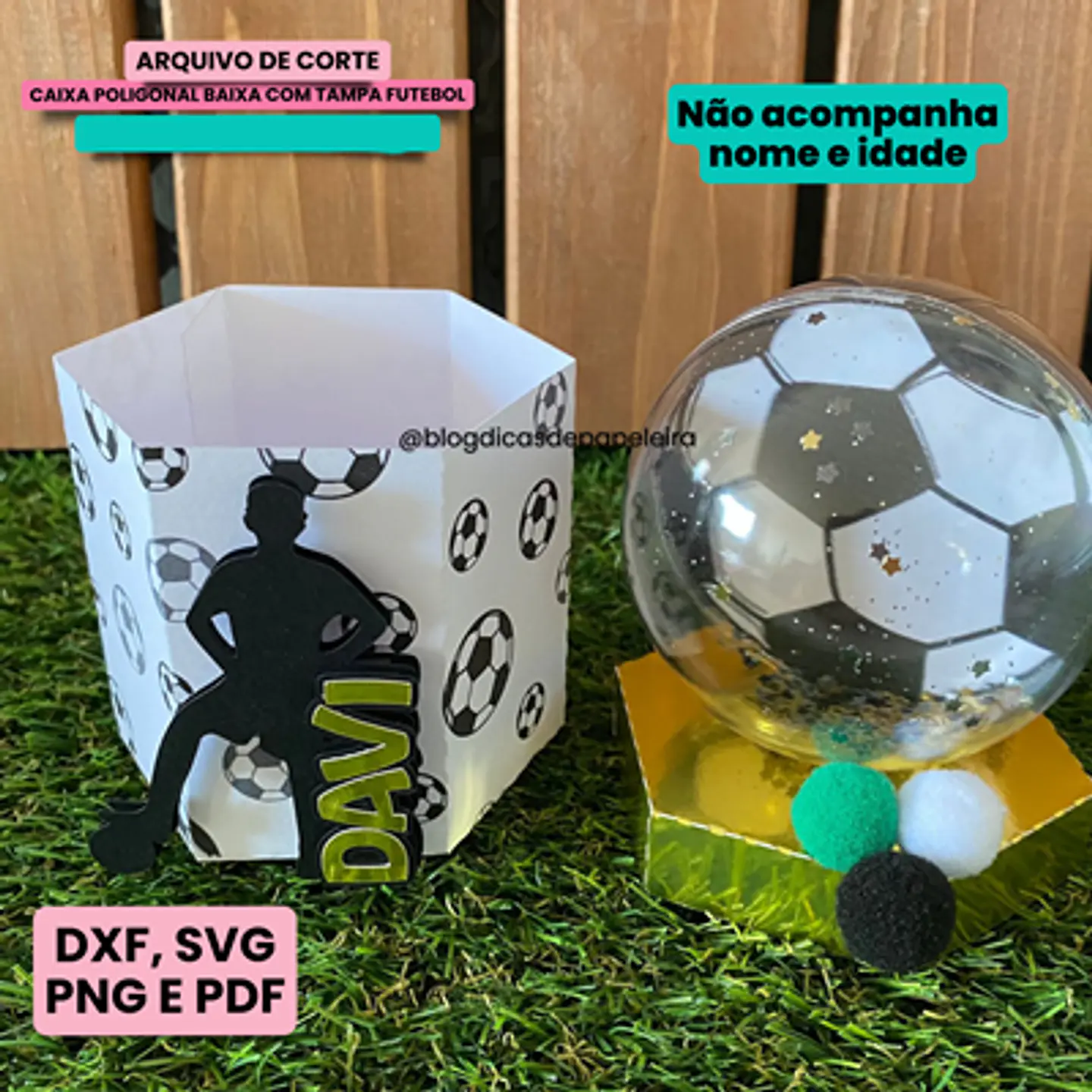Arquivo de Corte Caixa Hexagonal Futebol - Somente Molde - DICAS DE PAPELEIRA 2