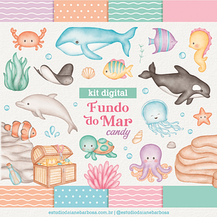 Kit Digital Fundo do Mar Candy - Daiane Barbosa