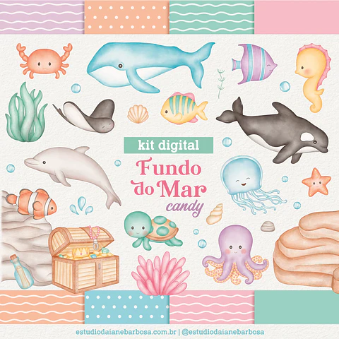 Kit Digital Fundo do Mar Candy - Daiane Barbosa