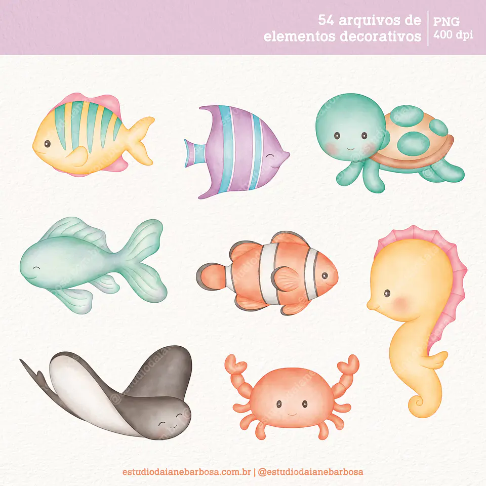 Kit Digital Fundo do Mar Candy - Daiane Barbosa 3