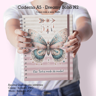 Arquivo Encadernação Borboletas Boho Caderno Pautado A5 + Bloquinho A6 - CUTE CORTE