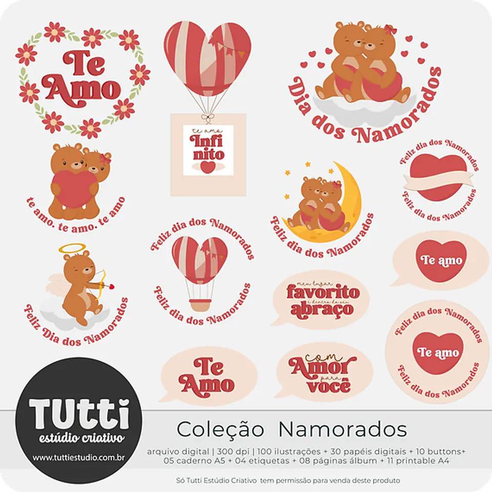 Kit Digital Dia dos Namorados Ursinhos - Estudio Tutti 3