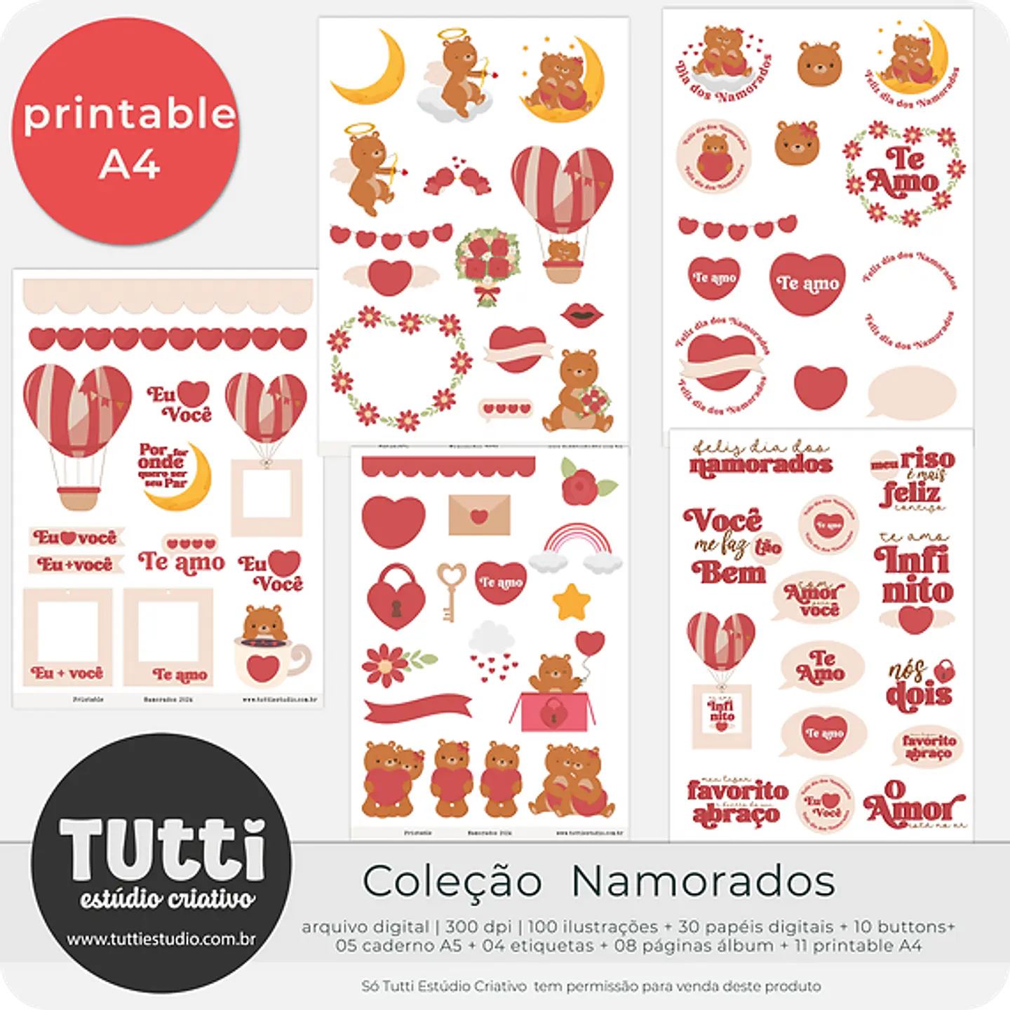 Kit Digital Dia dos Namorados Ursinhos - Estudio Tutti 6