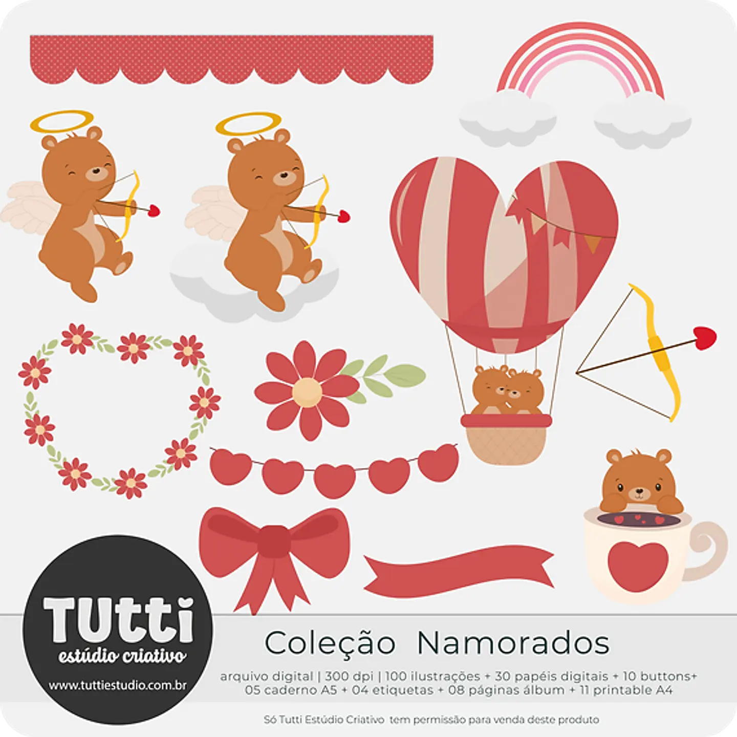 Kit Digital Dia dos Namorados Ursinhos - Estudio Tutti 10