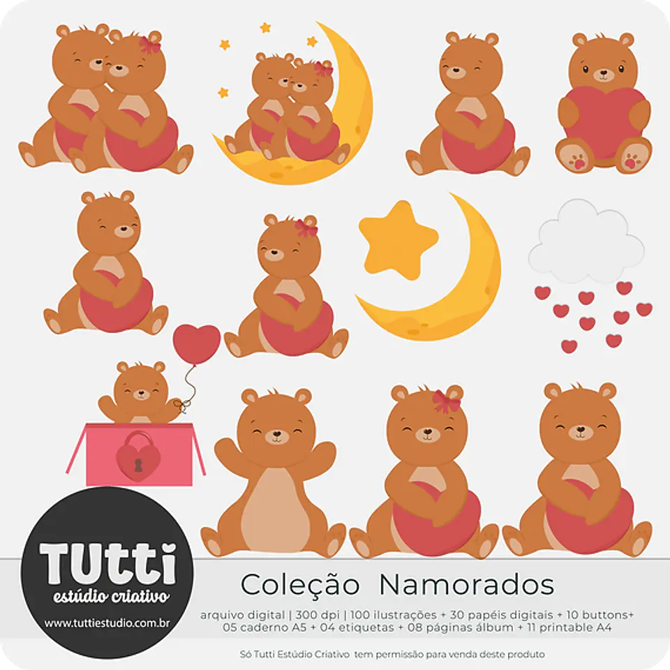 Kit Digital Dia dos Namorados Ursinhos - Estudio Tutti 13