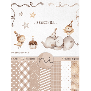 Kit Digital Festinha Aquarela - Ni Estudio