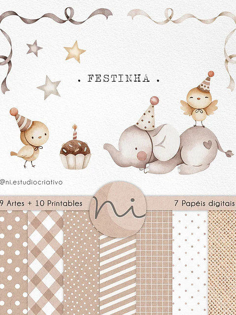 Kit Digital Festinha Aquarela - Ni Estudio