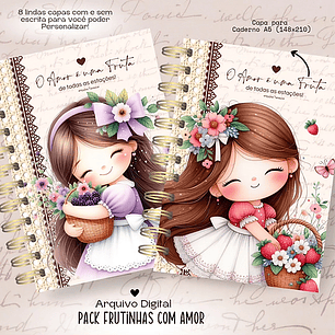 Arquivo Encadernação Pack Frutinhas com Amor Menina Floral - ENCADERNA COM AMOR