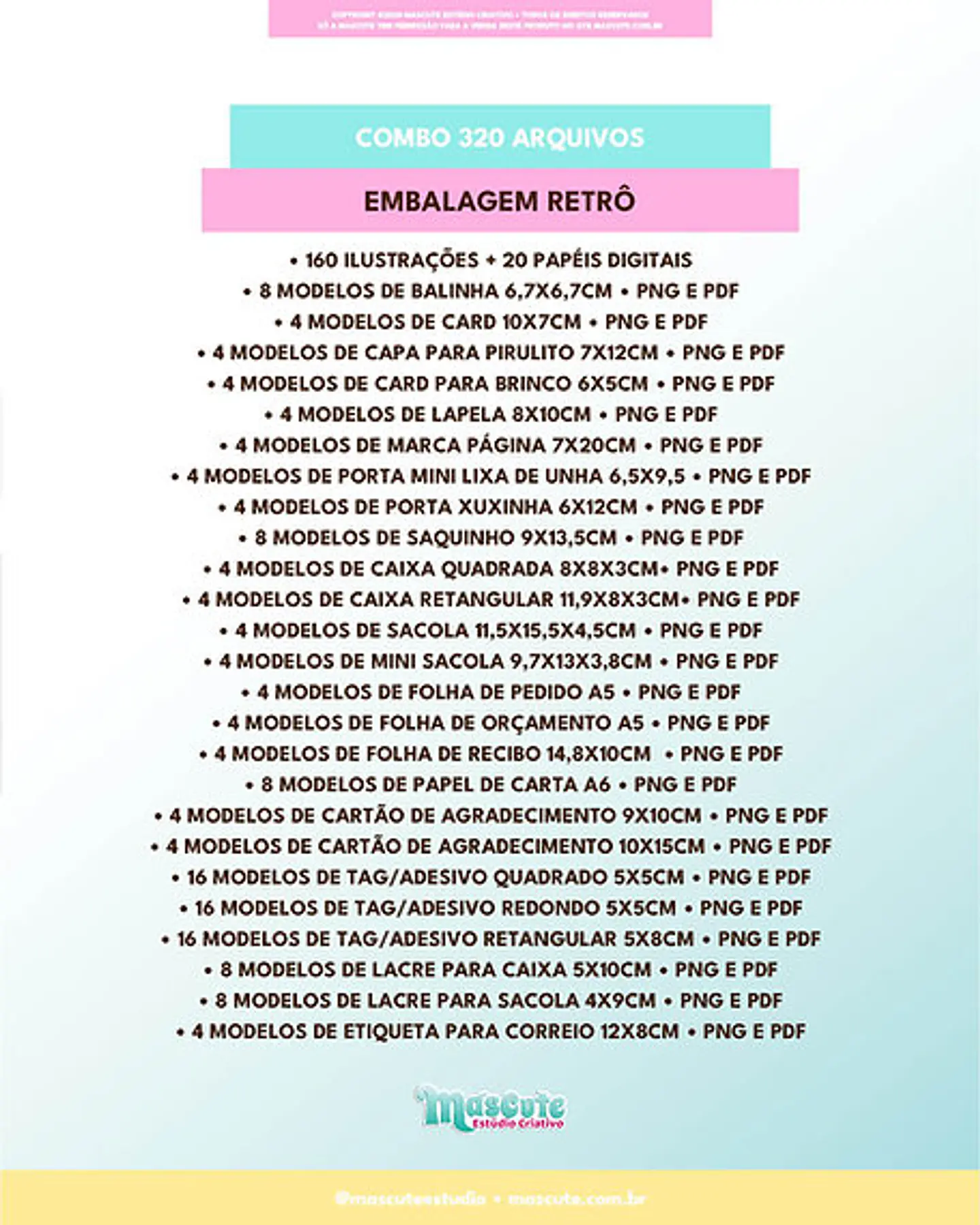 Arquivo Combo 320 arquivos Embagem Retrô - MASCUTE 2
