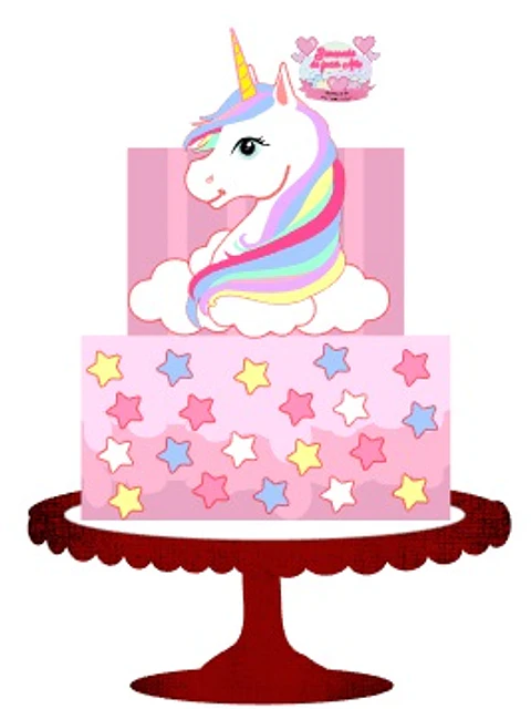 Arquivo Topo de Bolo Unicórnio - EM CAMADAS