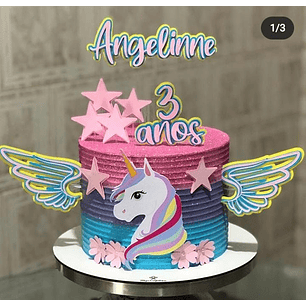 Arquivo Topo de Bolo Unicórnio - EM CAMADAS