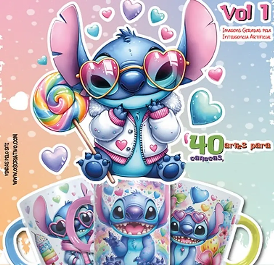 Arquivo Combo 40 Artes Canecas Stitch 1
