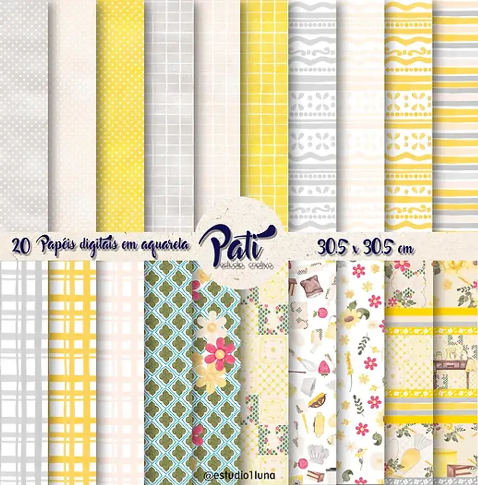 Kit Digital Confeitaria Amarela Aquarela 3