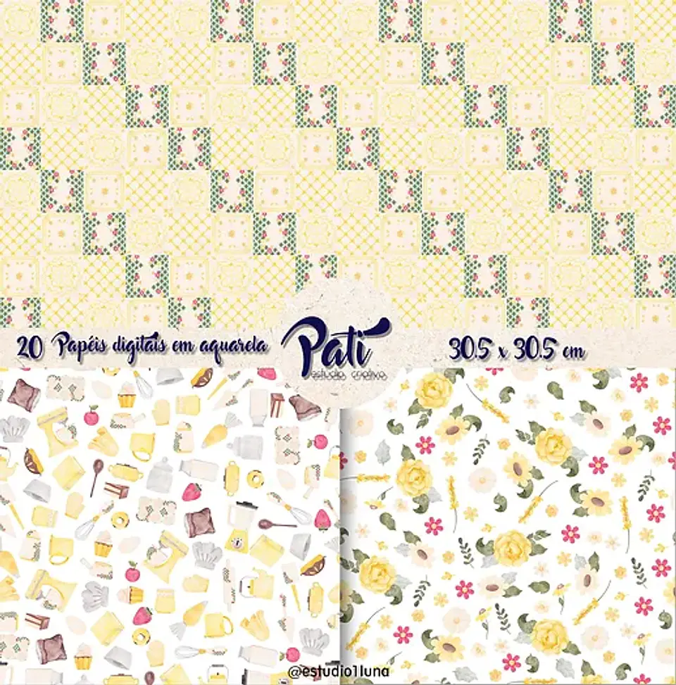 Kit Digital Confeitaria Amarela Aquarela 5