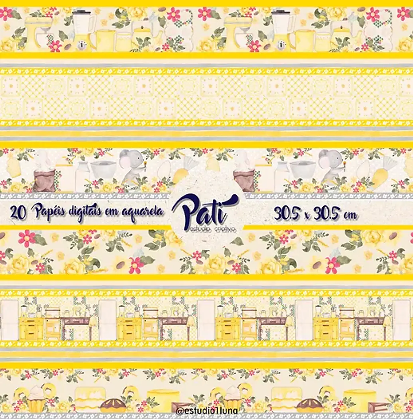 Kit Digital Confeitaria Amarela Aquarela 9