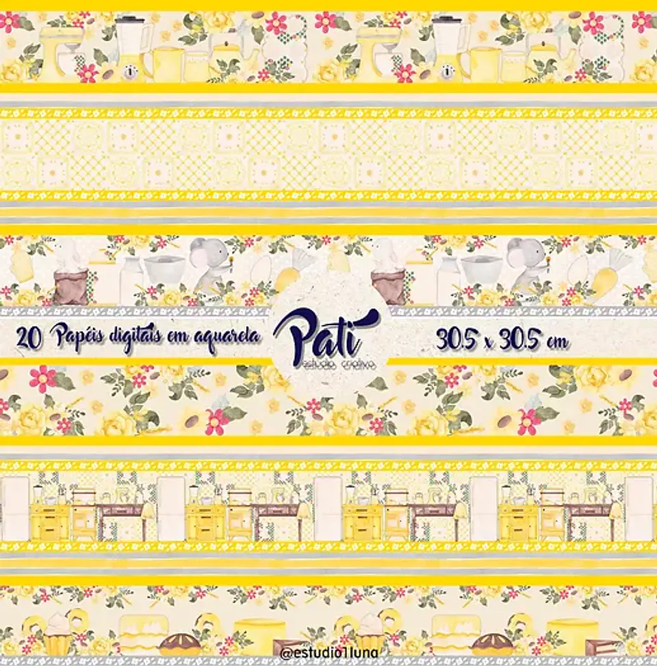 Kit Digital Confeitaria Amarela Aquarela 9
